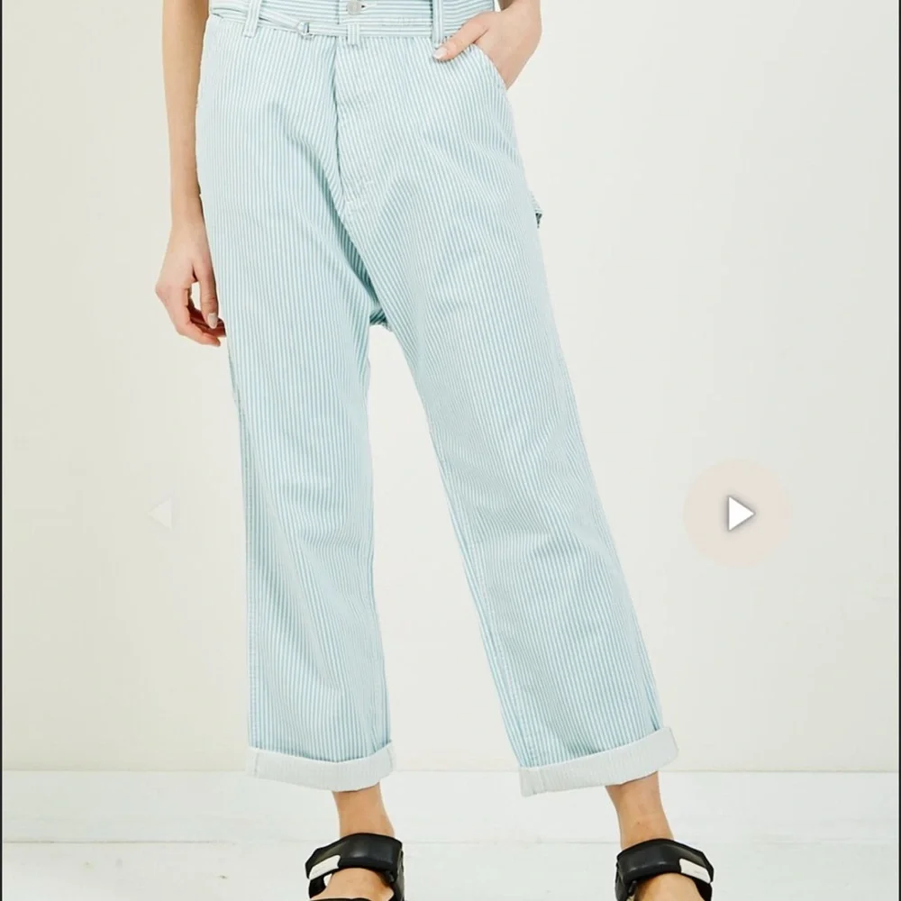 Denimist Carpenter Drop Pants Jeans Denim Striped Light Blue ankle length 28 NWT - Picture 4 of 12